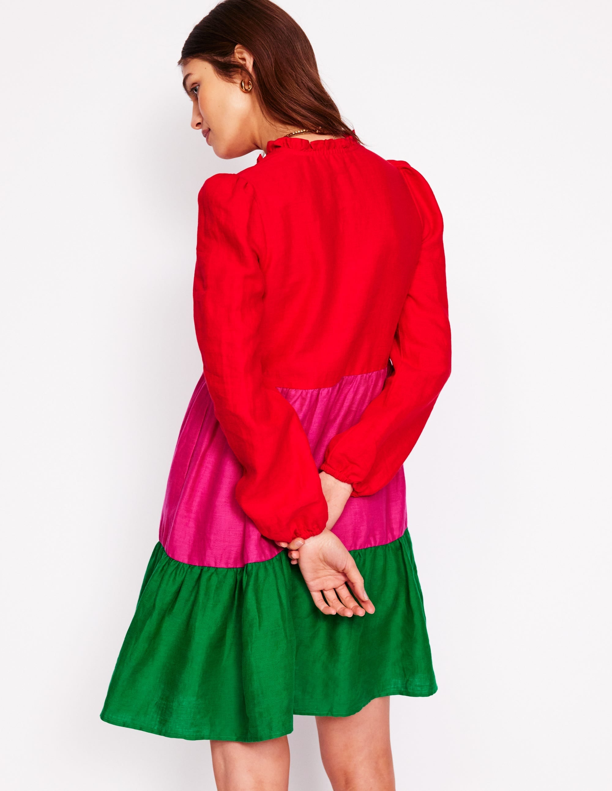 Esme Linen Mini Dress-Colourblock