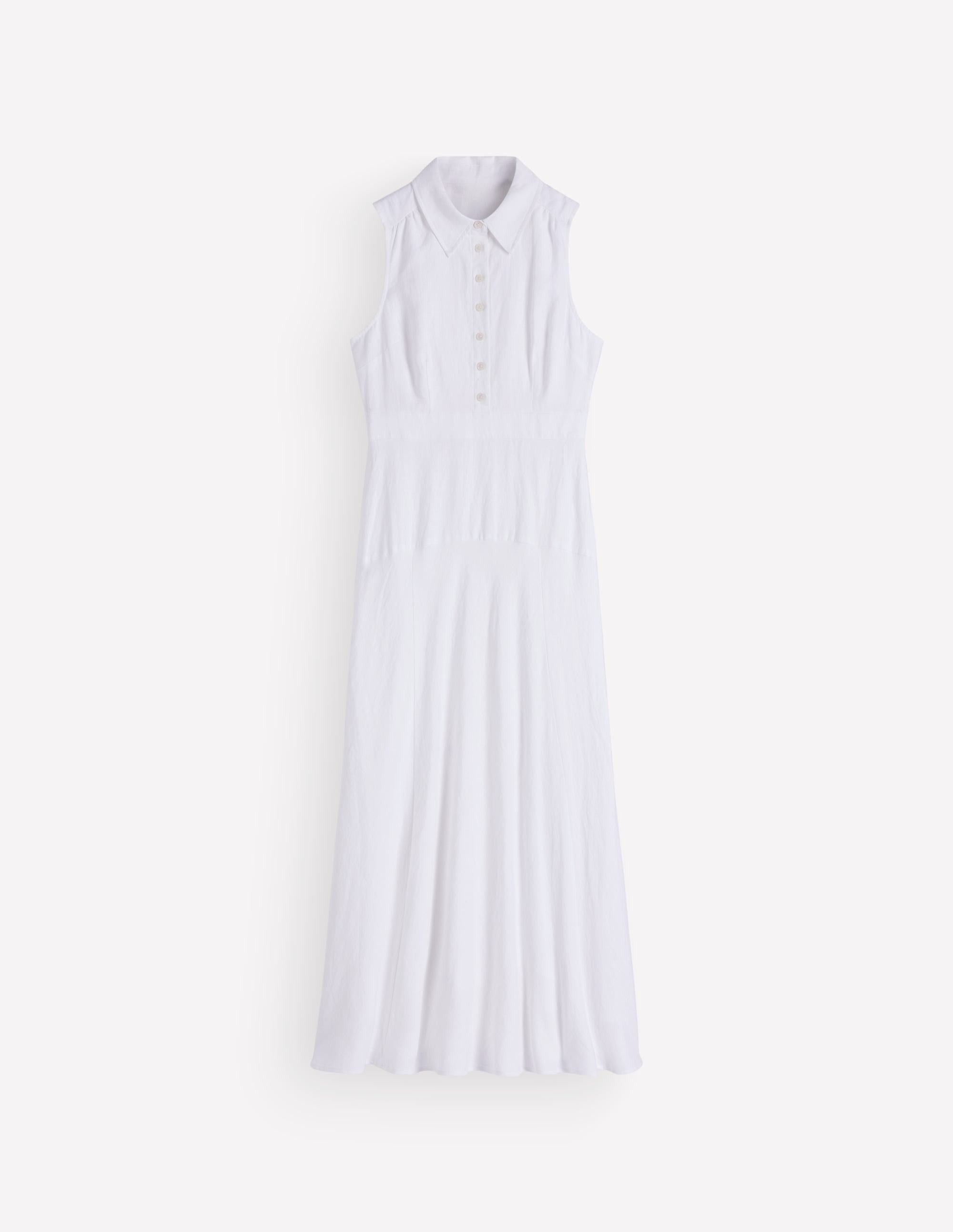 Erma Drop Waist Linen Dress-White