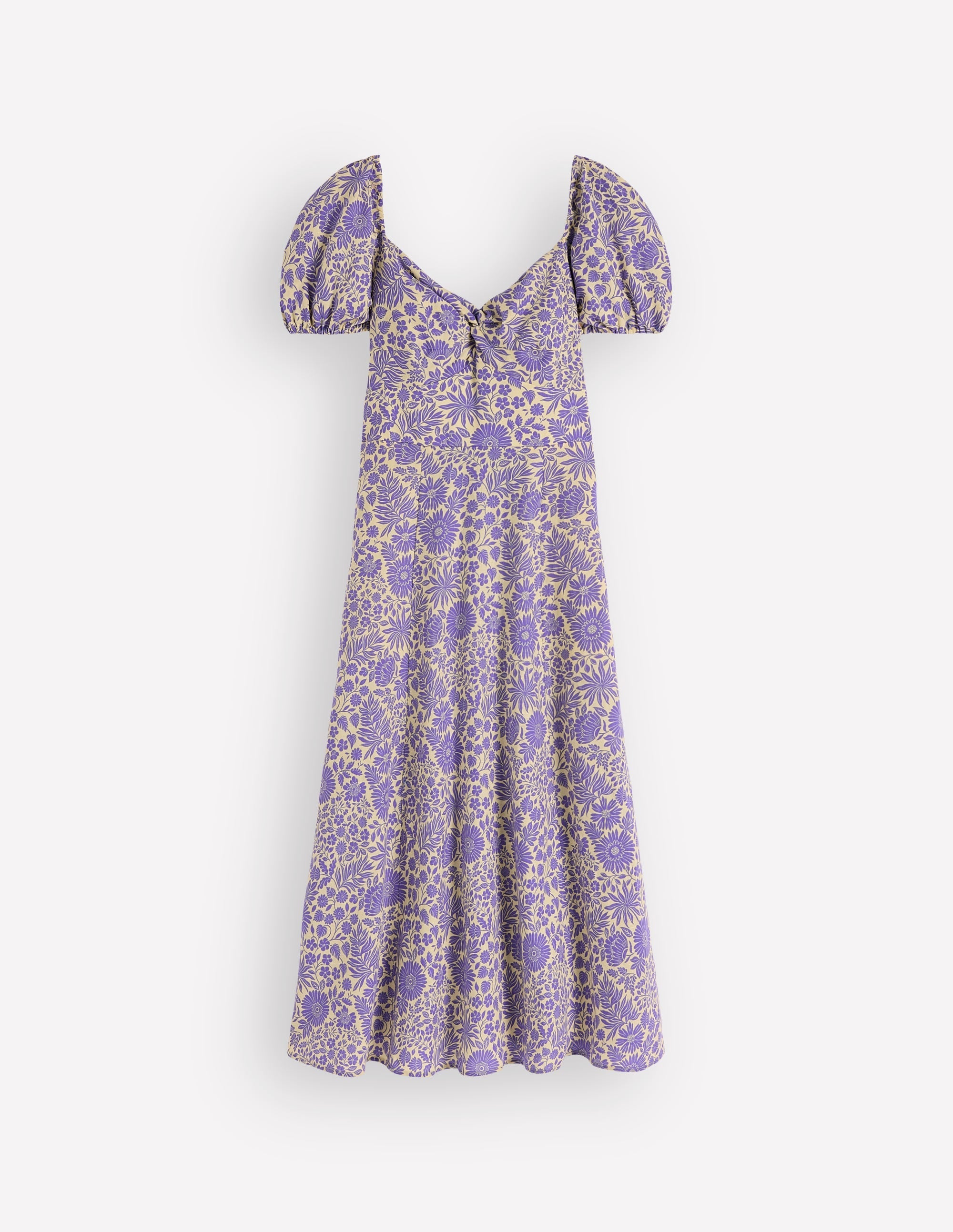 Twist Front Linen Blend Dress-Han Purple, Flowerbed Bloom