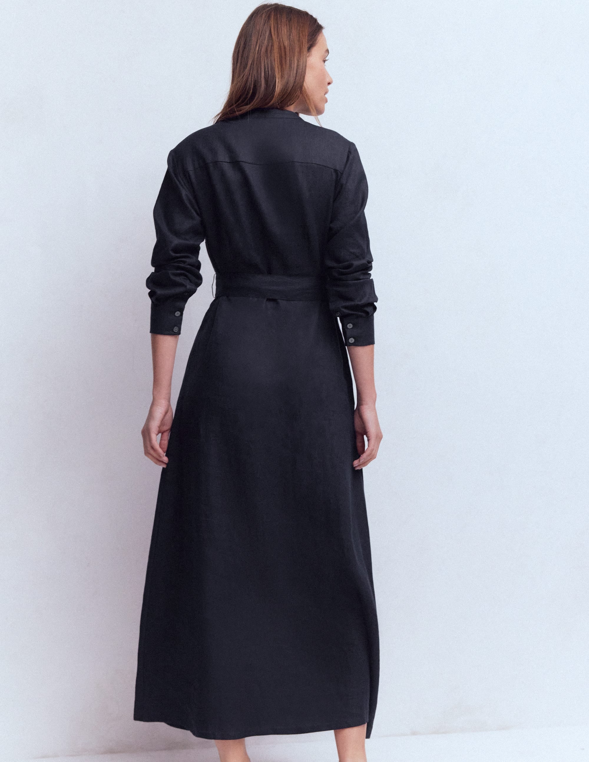 Mollie Linen Midi Dress-Navy