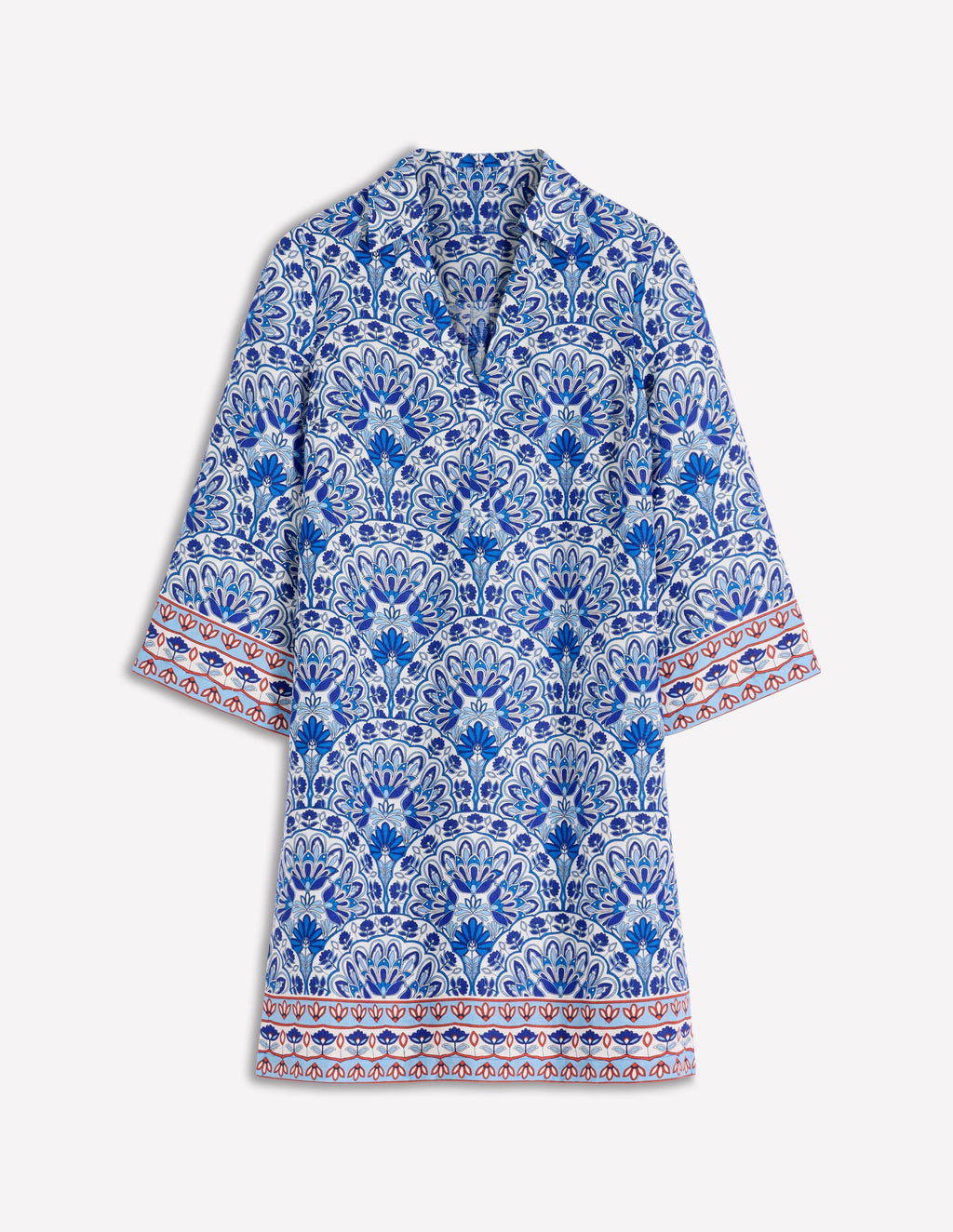 Carmen Linen Short Dress-Bright Blue, Elaborate Terrace