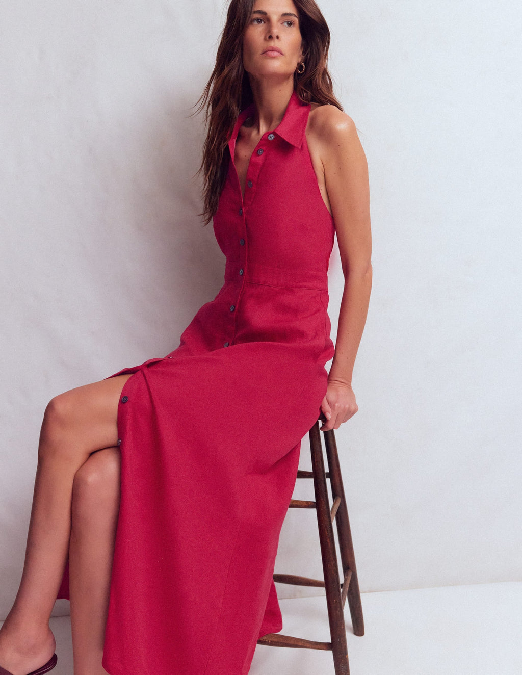 Eva Halter Linen Maxi Dress-Pomegranate