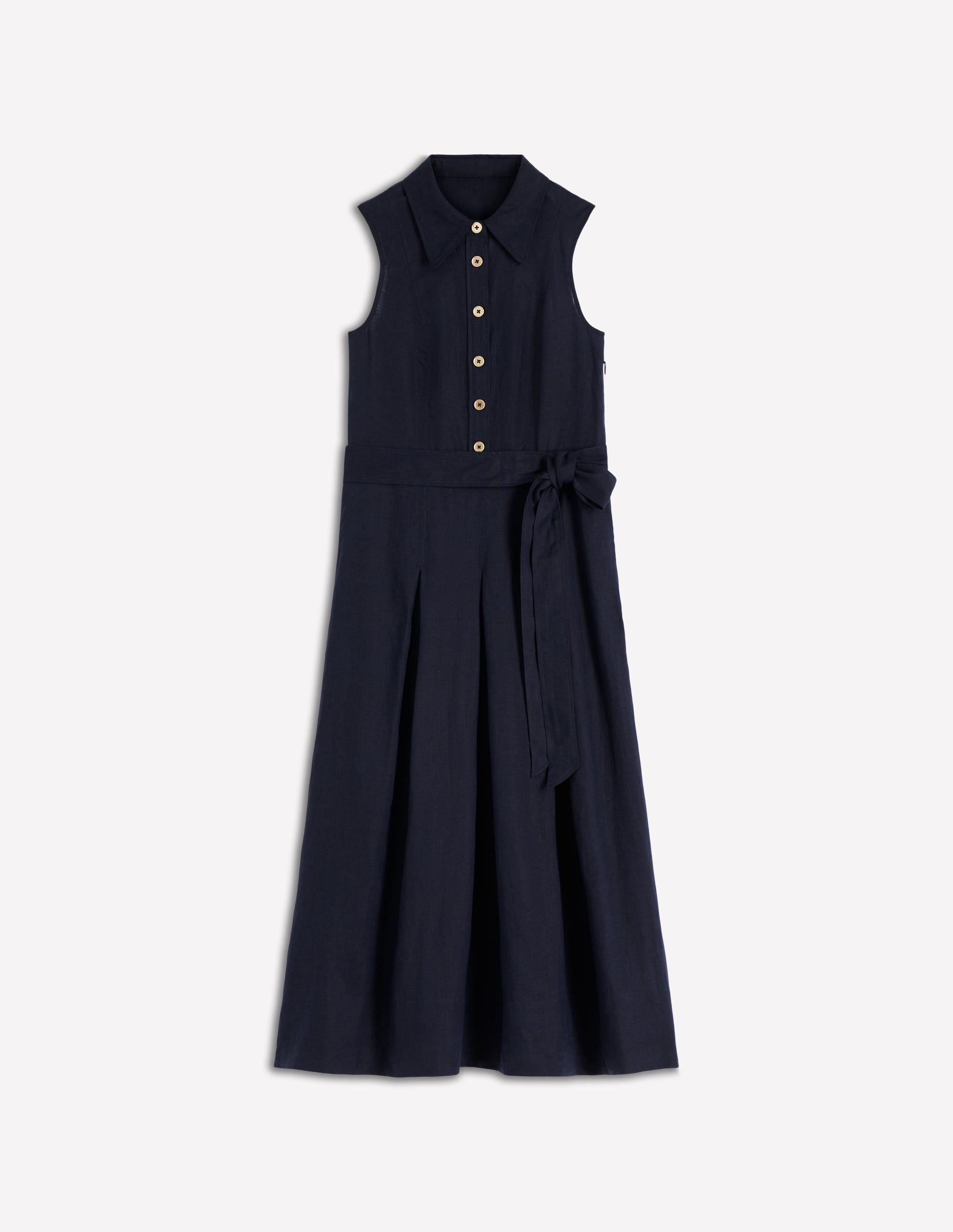 Belinda Linen Shirt Dress-Navy